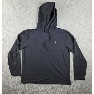 Polo Ralph Lauren Hoodie Mens Large Black Cotton Pony Logo Pullover